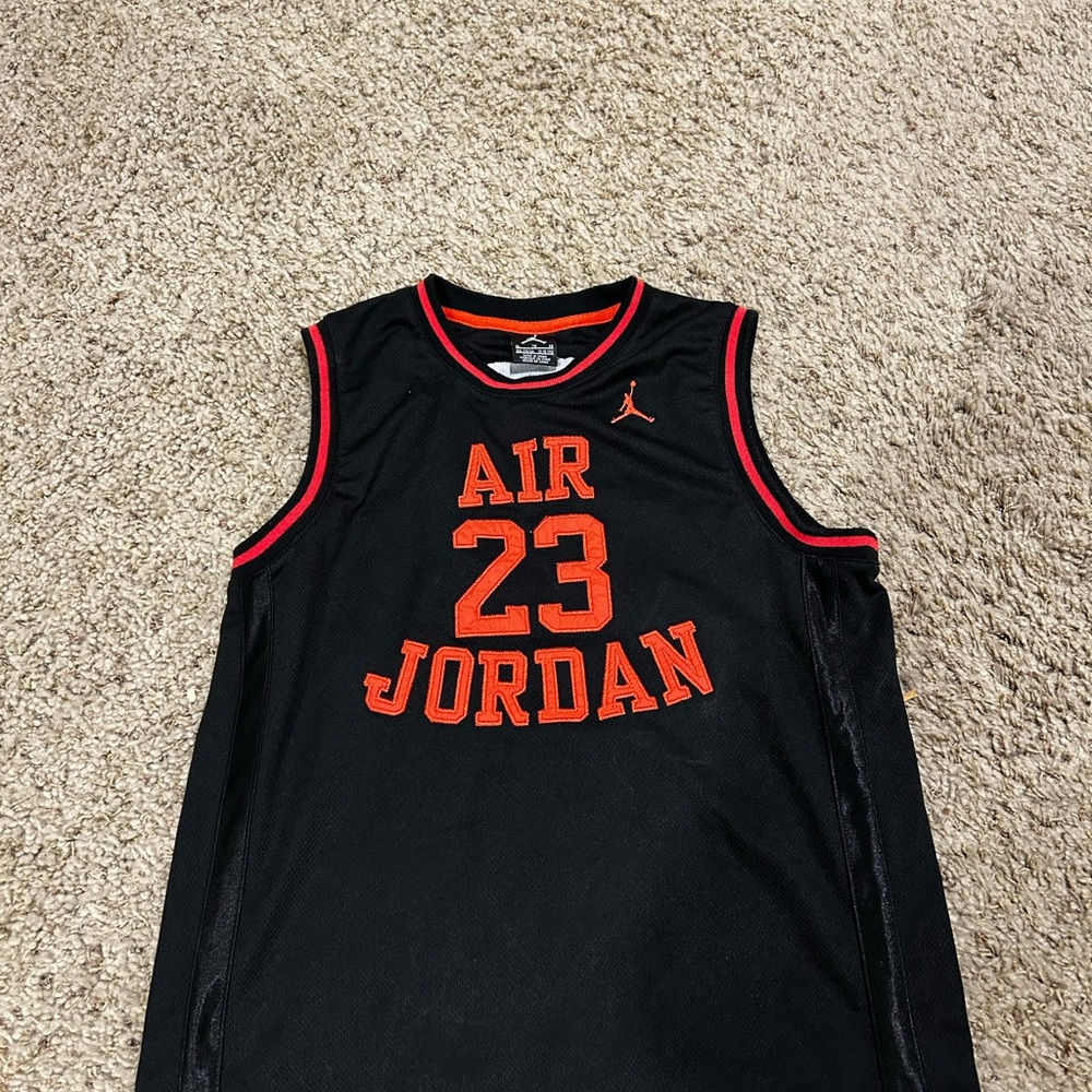 Kids Air Jordan Black and Red Jersey